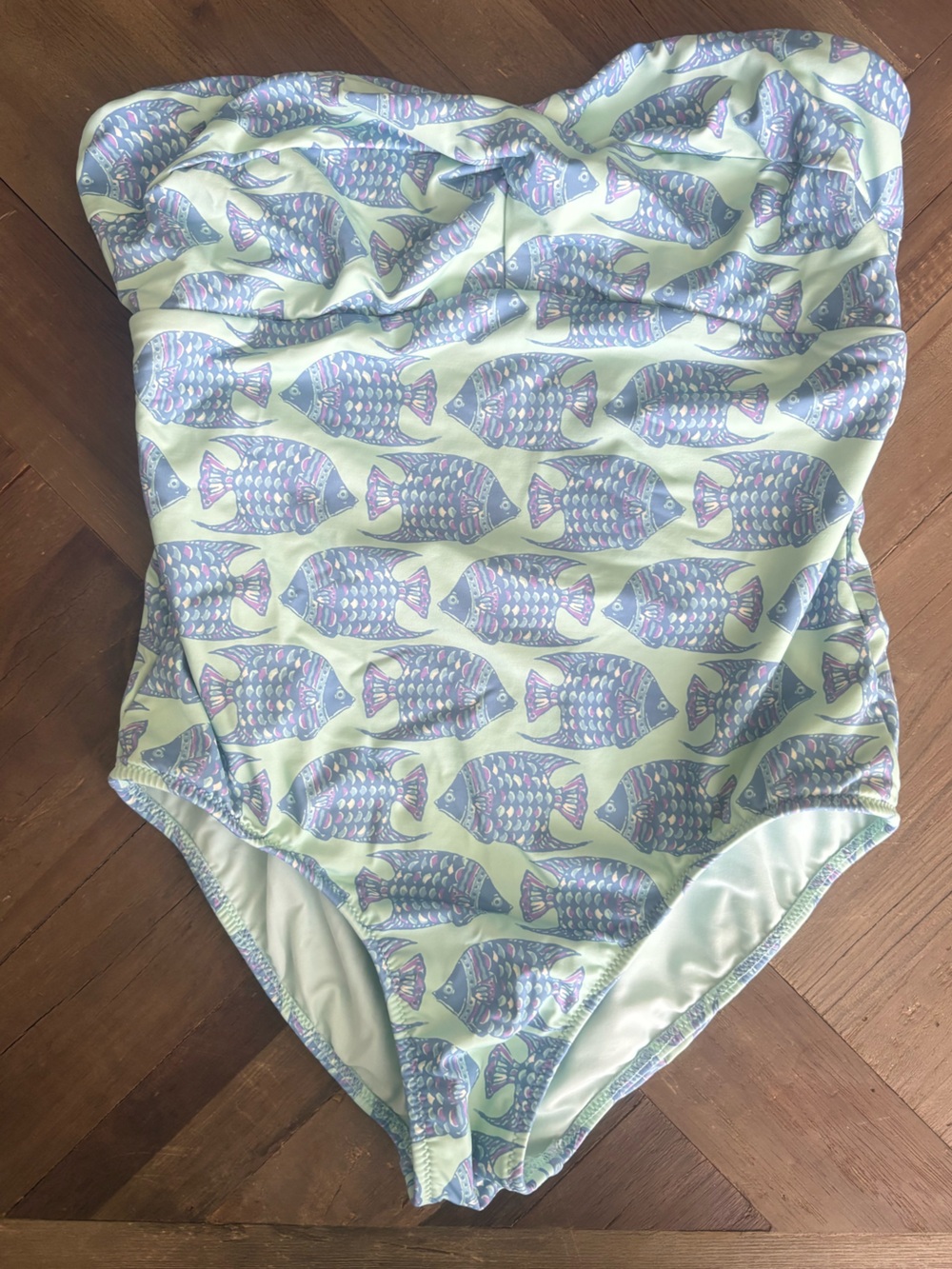 Vineyard Vines Mint Green Fish-Print One-Piece Swimsuit Size S - Picture 2 of 5